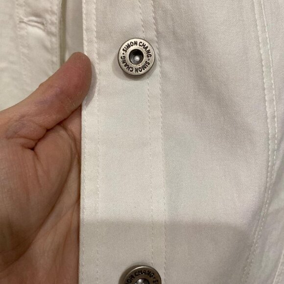 Simon Chang White Jean Jacket Size 16 - Picture 3 of 8